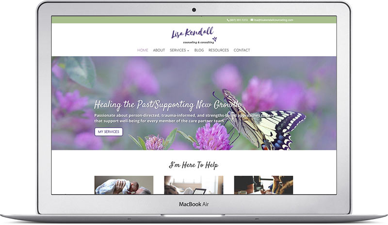 lisa k homepage therapy website design