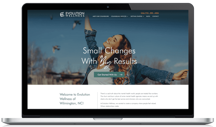 Evolution Wellness website before redesign project