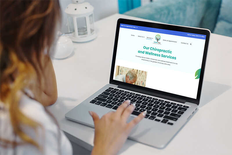 Chiropractic website design on a laptop