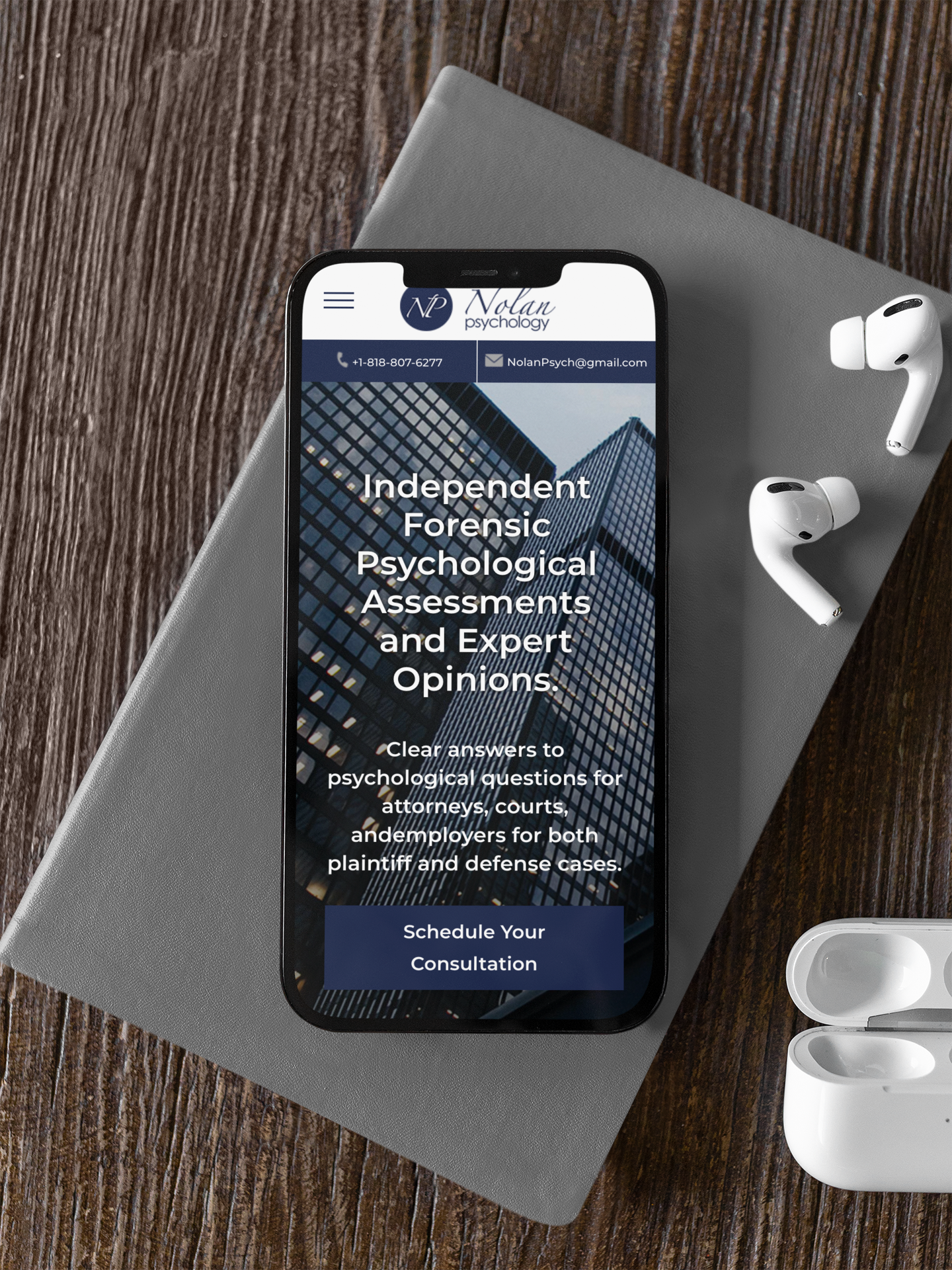 Psychology website design mobile version