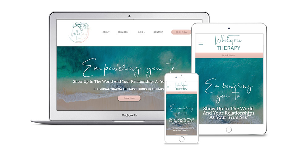 Whole Tree Therapy website design shown on multiple devices