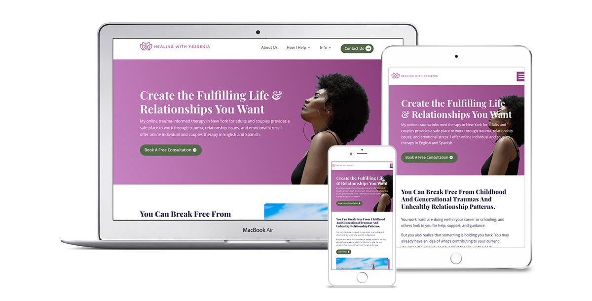 Whole Tree Therapy website design shown on multiple devices